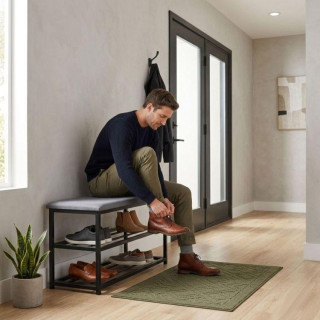 Omarica za čevlje z oblazinjenim sedežem in 2 policama