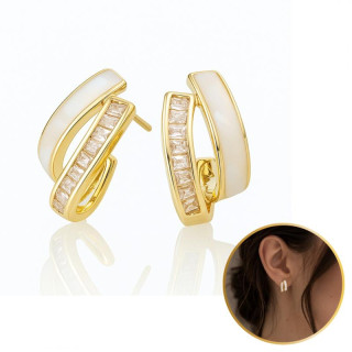 Ženski pozlačeni uhani s cirkoni