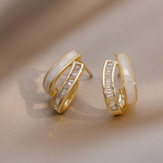 Ženski pozlačeni uhani s cirkoni