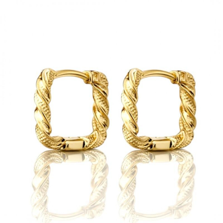 Kvadratni pozlačeni ženski uhani