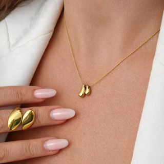 Pozlačena ogrlica z dvojnimi mini kapljicami