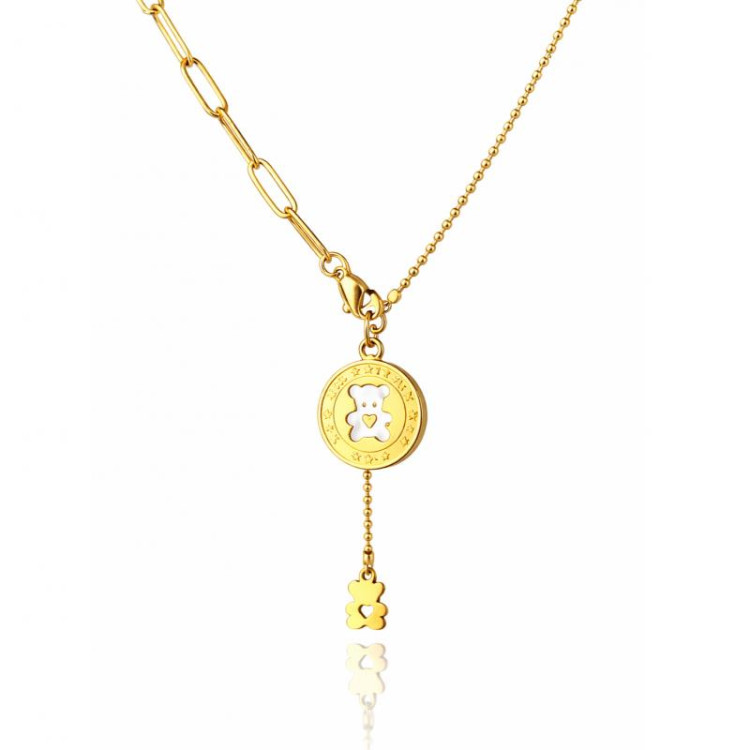 Pozlačena ogrlica z visečim medvedkom