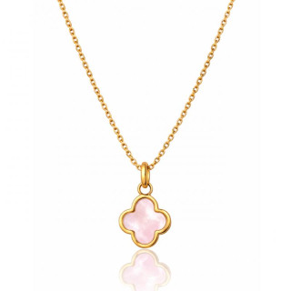 Ženska ogrlica z rožnato štiriperesno deteljico