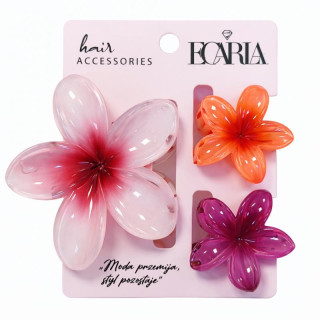 Komplet 3 pisanih ombre sponk za lase - rože