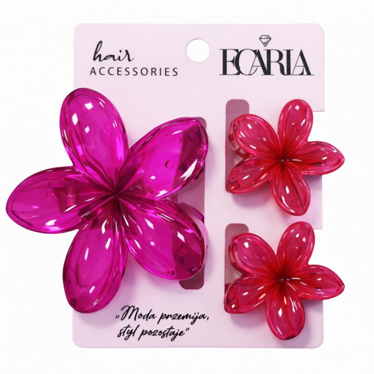 Komplet 3 sponk za lase ombre - rože