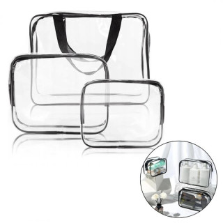 Komplet 3 prozornih kozmetičnih torbic
