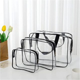 Komplet 3 prozornih kozmetičnih torbic