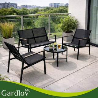 Črno vrtno pohištvo - miza, stoli, kavč