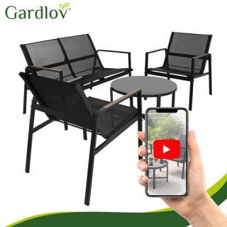 Črno vrtno pohištvo - miza, stoli, kavč