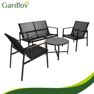 Črno vrtno pohištvo - miza, stoli, kavč