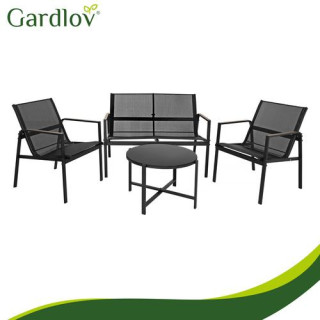 Črno vrtno pohištvo - miza, stoli, kavč