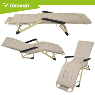 Zložljiv vrtni ležalnik v bež barvi