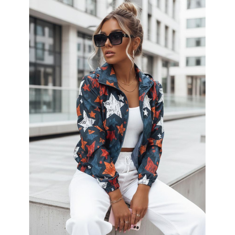 Ženska modra bomber jakna s potiskom TY3634