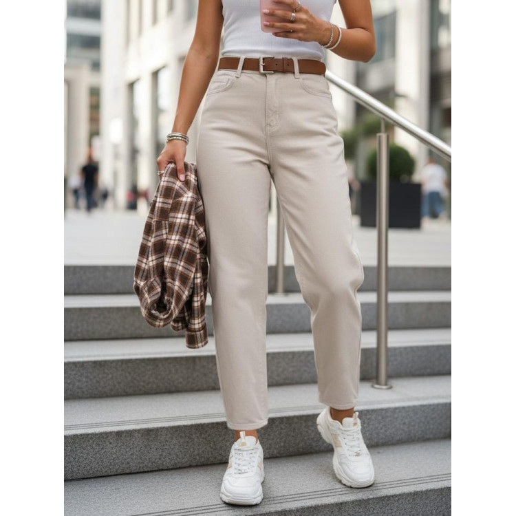 Ženske bež kavbojke mom fit UY2918