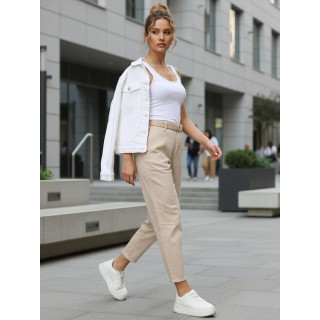 Bež ženske kavbojke mom fit s pasom UY2917