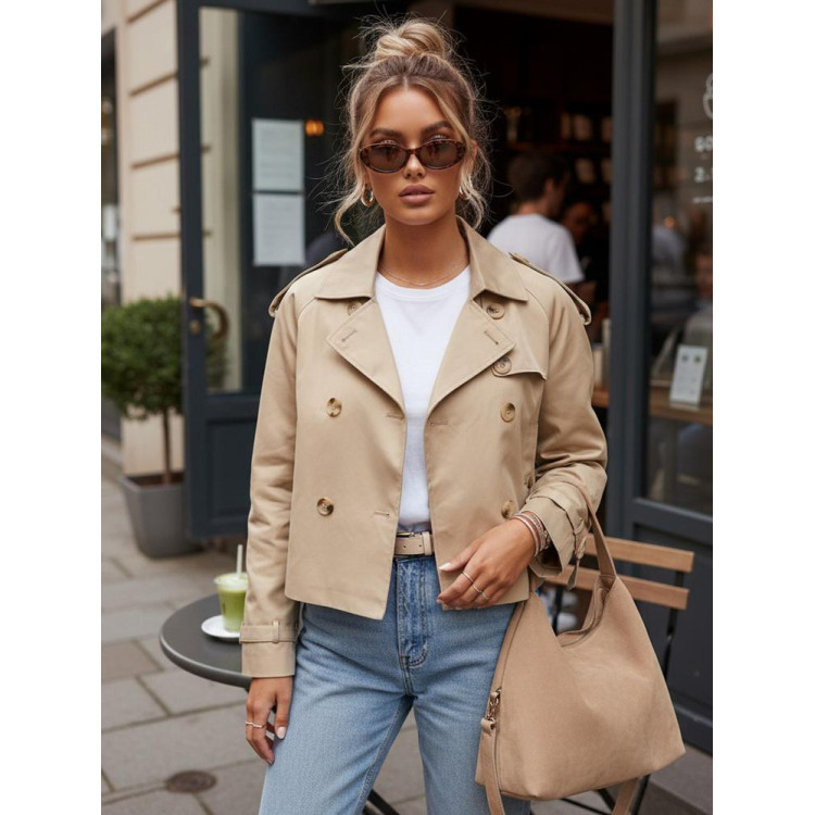 Kratek bež ženski trenčkot NY0771