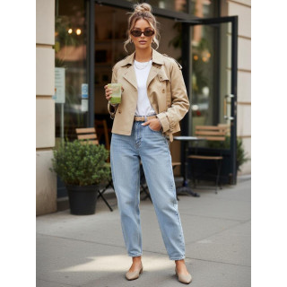 Kratek bež ženski trenčkot NY0771