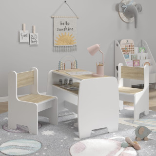 Otroška miza in stoli - bela + hrast