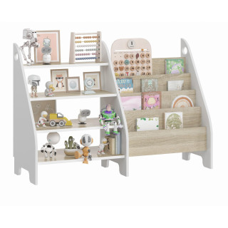 Otroška Montessori knjižnica + polica 2v1 - bela + hrast