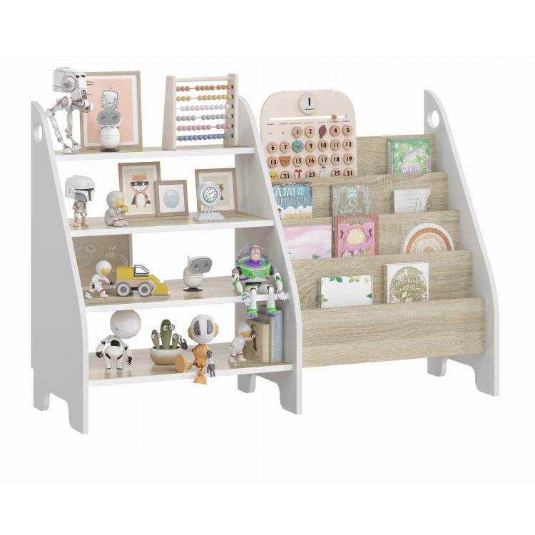 Otroška Montessori knjižnica + polica 2v1 - bela + hrast