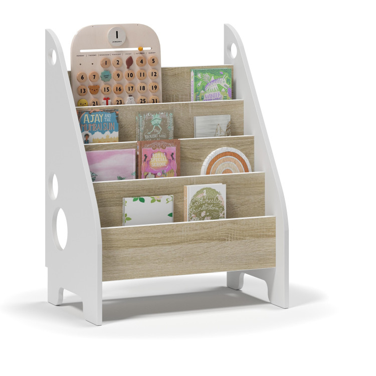 Otroška knjižnica Montessori - bela + hrast