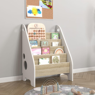 Otroška knjižnica Montessori - bela + hrast