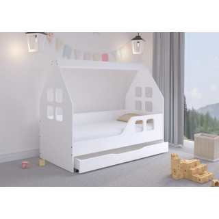 Bela otroška posteljna hišica s predalom - 140x70 P