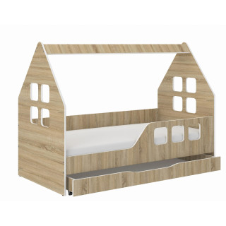 Otroška hišica iz hrasta s predalom - 160x80 P