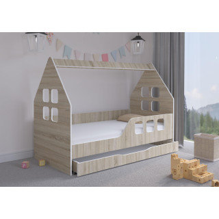 Otroška hišica iz hrasta s predalom - 160x80 P