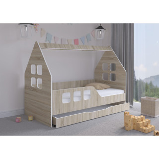Otroška hišica iz hrasta s predalom - 160x80 D