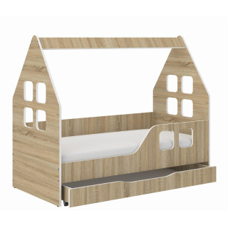 Otroška hišica iz hrasta s predalom - 140x70 P