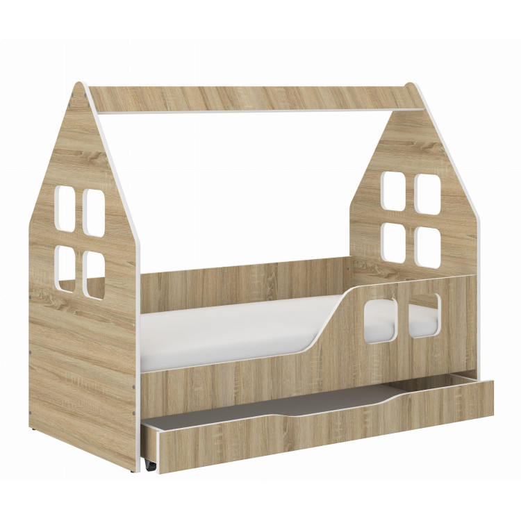 Otroška hišica iz hrasta s predalom - 140x70 P