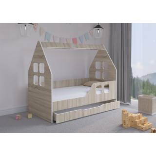 Otroška hišica iz hrasta s predalom - 140x70 P