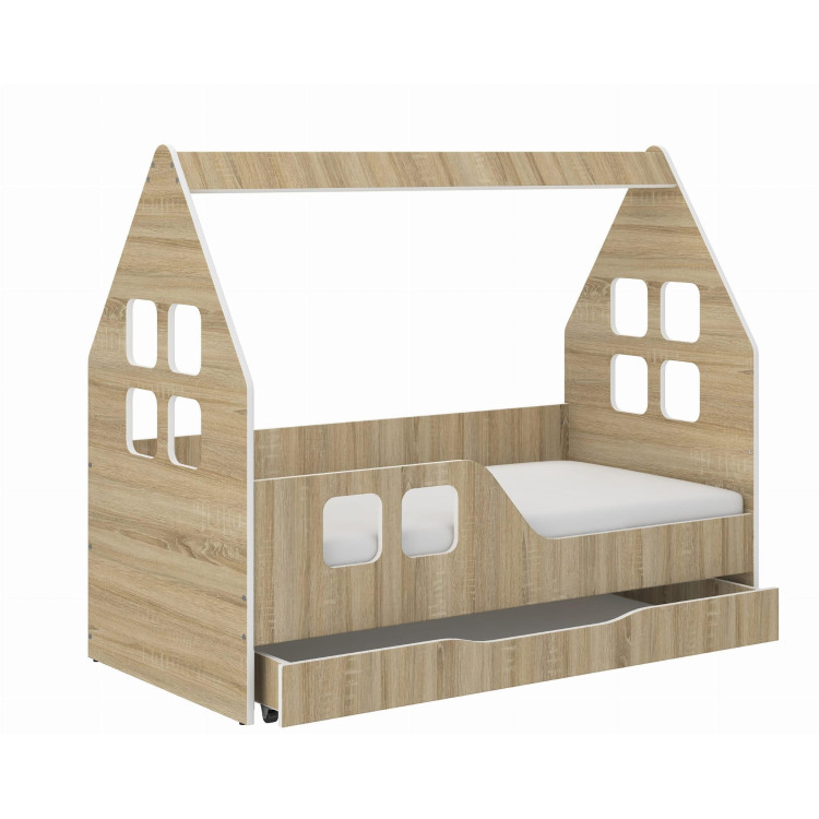 Otroška hišica iz hrasta s predalom - 140x70 D