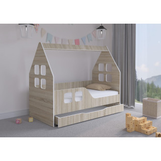 Otroška hišica iz hrasta s predalom - 140x70 D