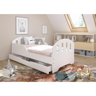 Bela otroška postelja SMILE s predalom - 160x80