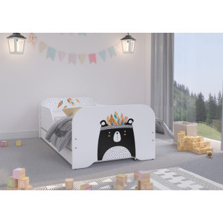 Otroška postelja MIKI s predalom - 160x80 ČRNO-BELI MEDVED