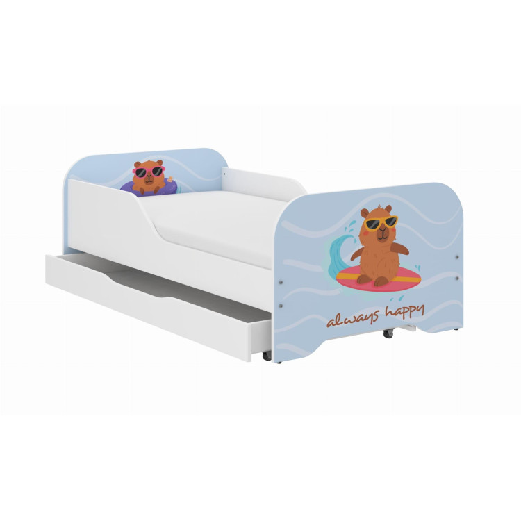 Otroška postelja MIKI s predalom - 160x80 CAPYBARA NA VOLNI