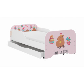 Otroška postelja MIKI s predalom - 160x80 KAPYBARA COOKIES