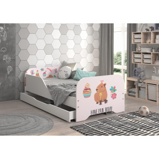 Otroška postelja MIKI s predalom - 160x80 KAPYBARA COOKIES