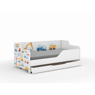 Otroška postelja LILU - 160x80 STROJKI IN AVTOMOBILI