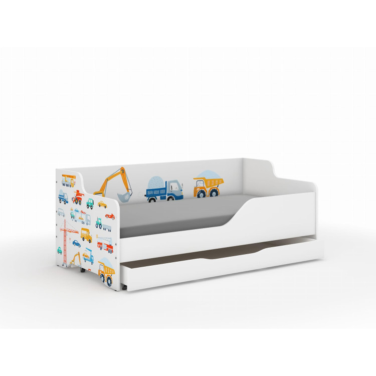 Otroška postelja LILU - 160x80 STROJKI IN AVTOMOBILI