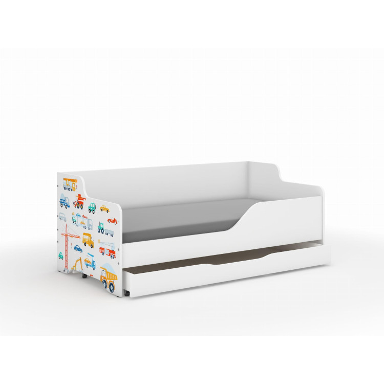 Otroška postelja LILU - 160x80 STROJKI IN AVTOMOBILI