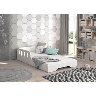 Bela otroška postelja MALU z ograjo - 140x70