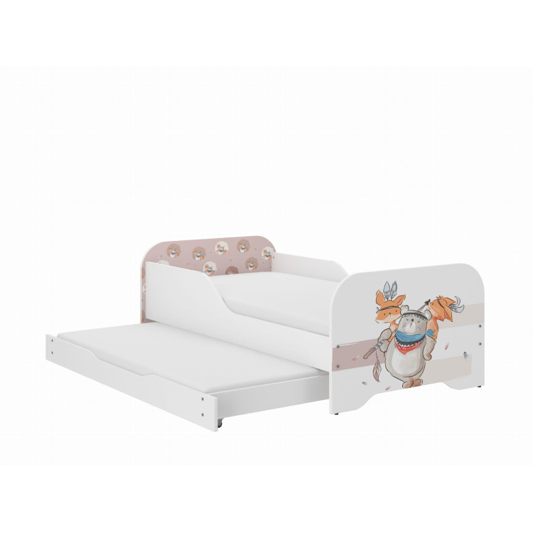 Otroška postelja MIKI z dodatno funkcijo spanja - 160x80 MEDVED IN LISICE