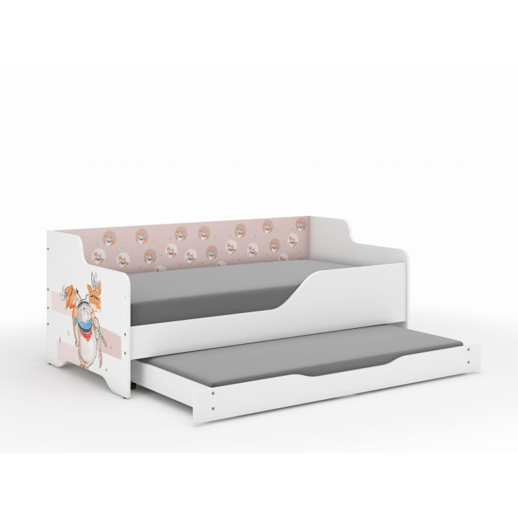 Otroška postelja LILU z dodatno funkcijo spanja - 160x80 MEDVED IN LISICE