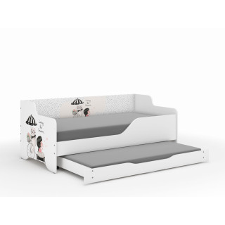 Otroška postelja LILU z dodatno funkcijo spanja - 160x80 DEKLE NA POTOVANJU