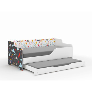 Otroška postelja LILU z dodatno funkcijo spanja - 160x80 DINOSAURY