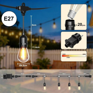 Vrtne verižne luči 9W 20x LED 20 m