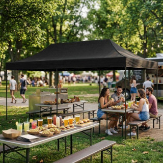 Črn samozložljiv vrtni šotor - 3x6 m